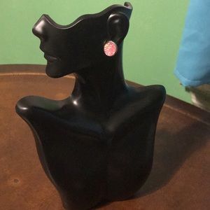 Pink faux druzy studs